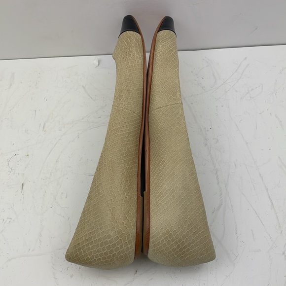 ANN TAYLOR ELIZABETH flats Snake Print patent Leather Black Size 8 very narrow - Picture 5 of 10